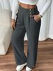 K New Style Floor Length Casual Pants With A Hanging Feel, High Waisted Pants, Loose Temperament, Straight Leg, Women's Niche Design, Solid Color_ecoleips.com