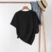Women's Casual Round Neck Short Sleeve T-Shirt Multi-Color Style Simple Fashionable Sports Top Solid Loose Printed_ecoleips.com