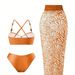 Luxury Beaded Bikini Set for Women Elegant Trendy 3 Piece High-End Beachwear Swimwear_ecoleips.com