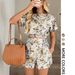 New Women's Floral Print Clothing Set French Style Design Printed Shorts For Casual Wear_ecoleips.com