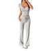 Cross-border European And American Y2K Sports Style Slim-fit Short-sleeve Pants Set, Women's Clothing 2025 Spring/summer_ecoleips.com
