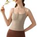 Women's Clothing Sexy Square Neck Spaghetti Strap Yoga Vest With Chest Pad For Women To Wear As An Outer Layer Versatile And Slim Pilates Fitness Top_ecoleips.com