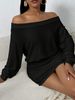 One-Shoulder Puffy Solid Color Casual Multi-Functional Long-Sleeved Knitted Dress_ecoleips.com