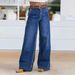 Women's Clothing Plus Size Denim Stretch Casual Pants Wide Leg Straight Leg Jeans American Style For Chubby Girls Cotton Summer_ecoleips.com