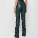 Women's Clothing Fashion Tight PU Leather Trousers Personalized Folded Flared Pants Women's New Style for Four Seasons_ecoleips.com