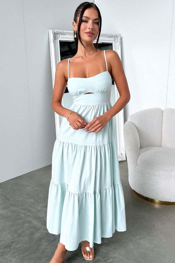 Women's Clothing New Sling Solid Color Waist Long Skirt Low Cut Elegant Women's Big Swing Skirt 246043_ecoleips.com