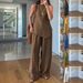 Women's Clothing Casual Round Neck Pullover Sleeveless Plus Pocket Trousers Cotton Multi Color Suit_ecoleips.com