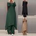 Spring And Autumn New Cross-Border Muslim Women's Clothing Middle Eastern Solid Color Round Neck Wooden Button Long_ecoleips.com