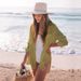 Crinkle Beach Cover-Up – Versatile Sun Shirt With Button Front & Long Sleeves (One Size, 10 Colors) Resort-To-Street_ecoleips.com