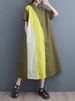 2026 Summer New Patchwork Contrast Color Shirt Dresses For Women Short Sleeve Loose Casual Long Dress Fashion Elegant Clothing_ecoleips.com