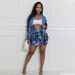 CY901300Printed Two-Piece Set For Women, Turn-Down Collar Long Sleeve Shi, Paired With Sexy Slim Fit Bodycon Sho_ecoleips.com