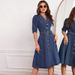 Women's Slim Fit Denim Dress Short Sleeve Spring/Autumn Summer New Style 218669 Cross Border Fashion Direct Sales_ecoleips.com