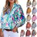 Verve 2025 Autumn Winter Women's Long Sleeve Printed Top With Turn-down Collar And Lantern Sleeves_ecoleips.com