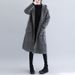 Women's Houndstooth Wool Coat - Thickened Winter Trench Coat With Hood For Office & Casual Outfits_ecoleips.com
