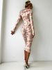 Blifanbo Sexy Flower Print Mid-dress Women Autumn Elegant Pleated Long Sleeve Bodycon Fashion Patchwork Female Print Long Dress_ecoleips.com