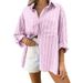 Women's Clothing Striped Shirt Women New Temperament Versatile Long Sleeved Shirt Cardigan Loose_ecoleips.com