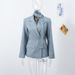Elegant V-Neck Belted Blazer With Double Pockets, Spring Office Wear For Women, Wrinkle-Resistant Polyester Jacket (White/Gray/Black)_ecoleips.com