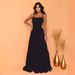 Elegant High-Waisted Retro A-Line Maxi Dress Solid Color Flowy Summer Dress Pink Black Neon Green Army Green_ecoleips.com