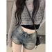 High-waisted Tight-fitting Y2K Girl Denim Shorts For Women, Summer Thin Style, Petite Figure-flattering A-line_ecoleips.com
