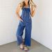 Fashion Suspender Jumpsuit Women's Loose Straight Wide Leg Denim Trousers_ecoleips.com