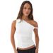 Y24TP145 European And American Wo's Summer New Solid Color One-shoulder Asymmetrical Pleated Sexy Slim-fit Top For_ecoleips.com
