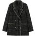 Women's Clothing New Women's Loose Plaid Woolen Coat Small Style Tweed Celebrity Splicing Small Suit_ecoleips.com