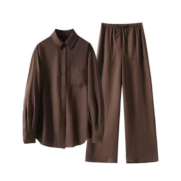 Women's Relaxed Vintage Style Linen Two Piece Set Casual Loose Fitting Cotton Linen Shirt Perfect For Summer_ecoleips.com