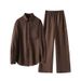 Women's Relaxed Vintage Style Linen Two Piece Set Casual Loose Fitting Cotton Linen Shirt Perfect For Summer_ecoleips.com