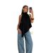 Women's Winter Sexy Halter Neck Backless Top, Loose Fit Casual Cami For Layering Relaxed & Flowy Silhouette_ecoleips.com