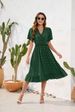 Women's Clothing V Neck High Waist Tie Dress Fur Ball Short Sleeve Dress Casual Travel Dress_ecoleips.com