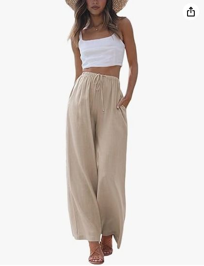 Women's Clothing Linen Wide-Leg Pants For Women – Relaxed Fit, Drawstring Waist, Pockets, Plus Size (S-3XL, 23 Colors)_ecoleips.com