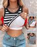 Women's Clothing Fashion Lace Contrast Color Stitching Sleeveless Ribbed Top With Chest Cup_ecoleips.com