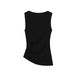 Women's Pleated Asymmetric Boat Neck Sleeveless Top, Casual Chic T-Shirt For Summer Comfortable Sleeveless Cut_ecoleips.com