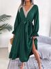 Women's Clothing Ins Style Real Shot Autumn And Winter Temperament V Neck Lace Waist Ruffled Long Skirt_ecoleips.com