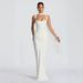 Women's Sexy Boned Halter Belted Ruched Bodycon Maxi Dress – Elegant Evening Party Gown_ecoleips.com