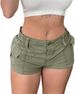 2025s Solid Color Cargo Denim Shorts For Women_ecoleips.com