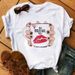 Cross-border Supply White Printed New Coffee Girl Short-sleeve T-shirt For Women, European And American Style_ecoleips.com