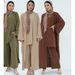 Voya Women's Solid Color Three Piece Set Cardigan Jacket+sleeveless Inner Top+pants With Pockets, Without Headscarf_ecoleips.com