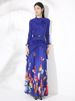 Verve Pleated High-End Round Neck Irregular Pullover Top For Women With Butterfly Print And Floor-Length Skirt Two-Piece Set_ecoleips.com