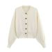Women's Button-Down Knit Cardigan & Skirt Set | Spring/Summer Fashion Outfit | Streetwear Matching Set (S-L, White)_ecoleips.com