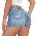 Women's Clothing High Waist Sexy Hole Elastic Plus Size Casual Pants Denim Shorts Jeans_ecoleips.com