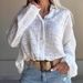 Women's Clothing Russian Women's Crochet Embroidered Long Sleeved Collared Shirt Top Spring Summer Autumn For Formal & Casual_ecoleips.com