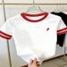 Women's Contrast Color Print T-Shirt Loose Fit Short Sleeve round Neck Casual Top for Daily Wear_ecoleips.com