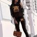 Women's Clothing Women's Style Autumn Winter Casual Vacation Hooded Printed Long Sleeve Two Piece Set With Side Stripe Design_ecoleips.com