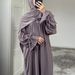 Eid Muslim Dress For Women Abaya Bow Jalabiya Ramadan Lace Up Vestidos Largos Islam Arab Long Robe Morocco Dubai Kaftan 2025_ecoleips.com
