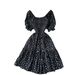 Red Floral Print Pleated Dress Korean Style Summer Puff Sleeves Square Neck High Waist A-Line Skirt for Women Romantic Fashionable_ecoleips.com