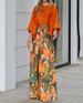 Women's Clothing Summer New Women's Suit Lantern Sleeve Loose Top Printed Wide Leg_ecoleips.com