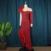 Women's Clothing Collar Dress Designer Single Sleeve Oblique Hem Mesh Wood Ear Dress_ecoleips.com