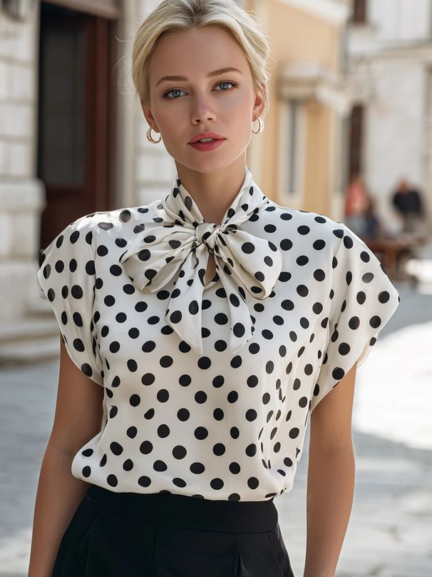 New Bow Collar Temperament Commuter Versatile Shirt Girl_ecoleips.com
