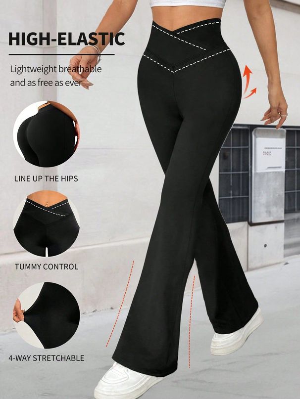 High-Waisted Hip Lifting Fitness Flare Pants Nude Feel High Elastic Yoga Casual Sports Trousers For Women_ecoleips.com